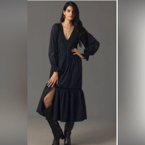 Anthropologie Black Long Sleeve Dress